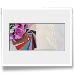 Gate fold cream laser cut pocket